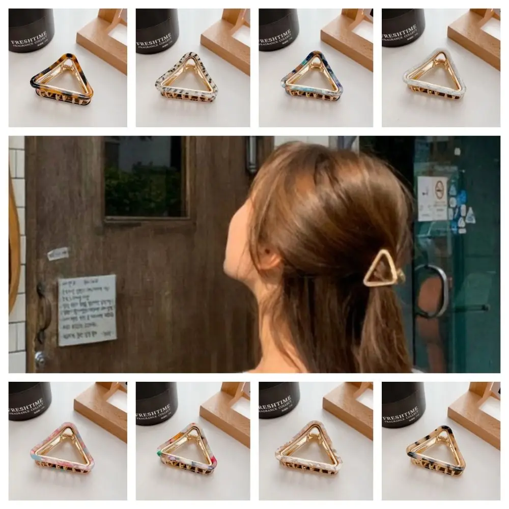 

Multicolor Acetic Acid Hair Claw Small Size Korean Style Triangle Hair Crab Clip Hairpin Hair Accessories Geometry Shark Clip