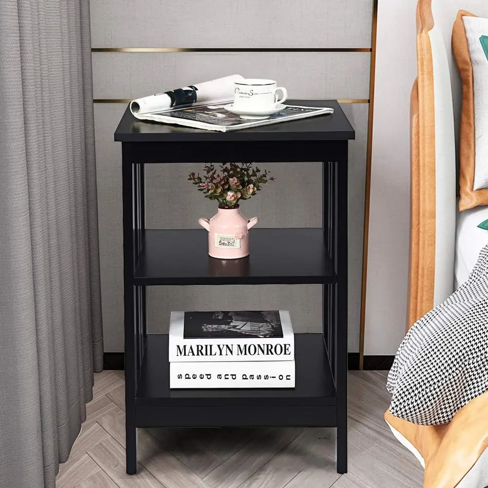 

3-Tier Nightstand, Wooden Soa Side Table with Storage Shelves, Stable Structure, Accent Table Bede Table End Table or Bedroom, L