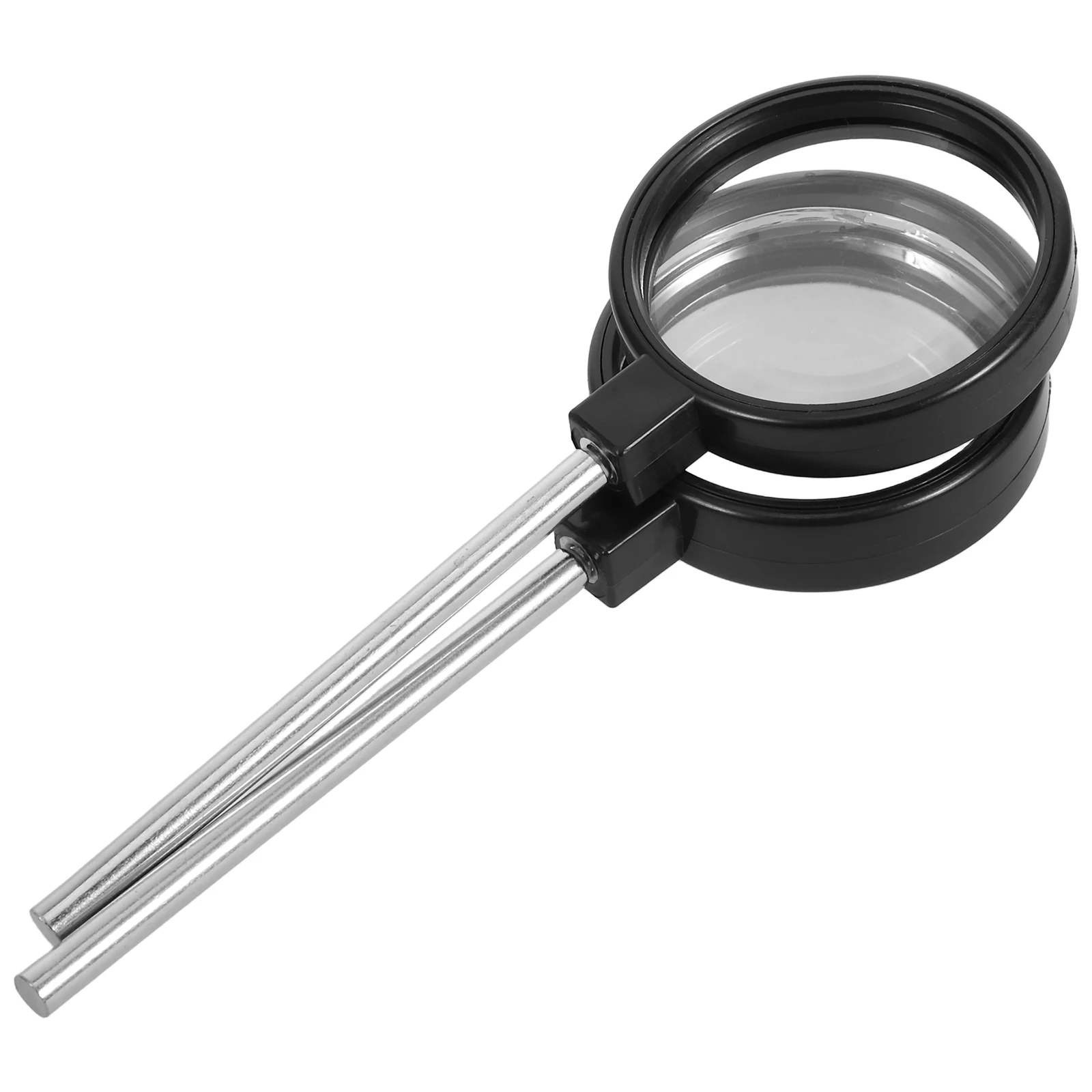 

2pcs Stainless Steel Dual-Sided Magnifying Glass High Definition Convex Concave Lens Portable Handheld Magnifier for Reading