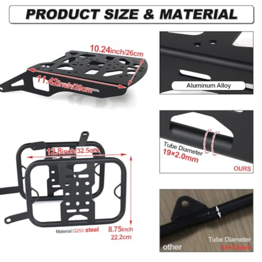 Porte-bagages et porte-bagages latéral pour moto, pour modèles KLX250 KLX250S KLX250SF KLX300 KLX300SM 20092023, alliage en aluminium Durable