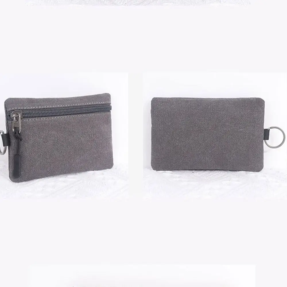 빈티지 핸드헬드 캔버스 동전 지갑 키링 포함 레트로 미니 동전 파우치 클래식 내구성 파우치 가방 키 케이스