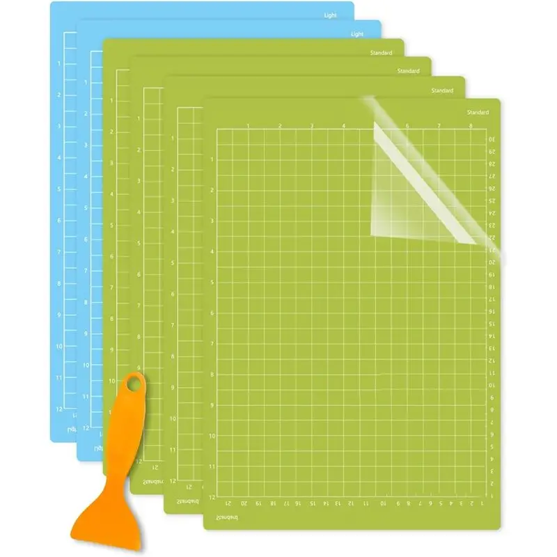 

AEE8-6 Pack Cutting Mats 8.5X12in Compatible Reusable Sticky Grip Cricket Cut Mats (Light, Standard) For Crafts, Quilting