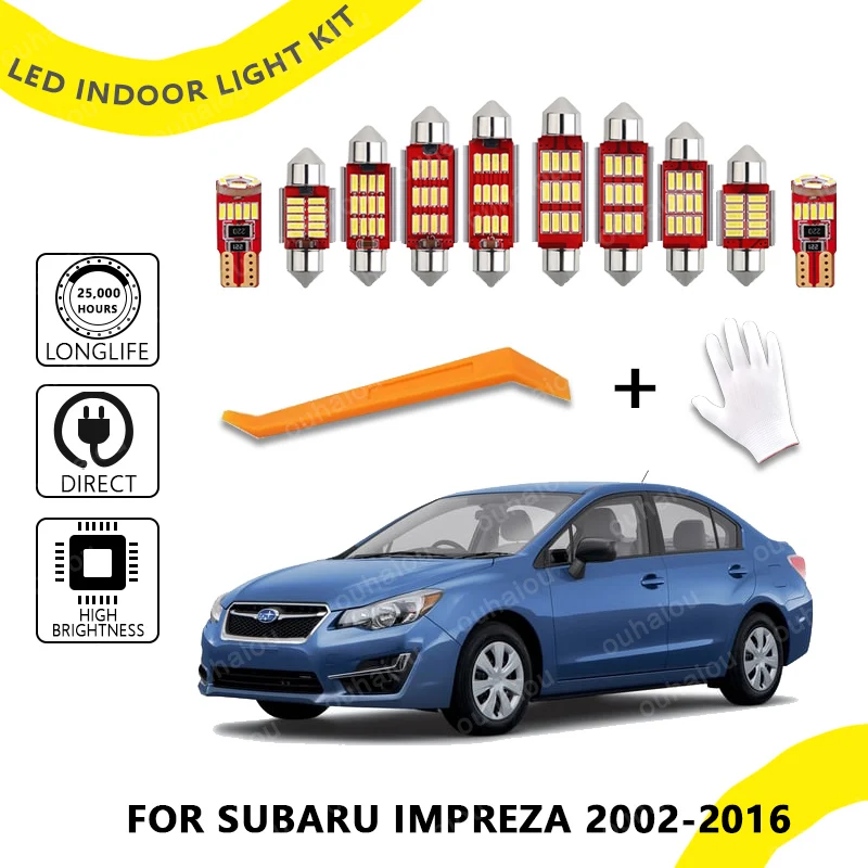 

8Pcs For Subaru Impreza 2002 2003 2004 2005 2006 2007 2008-2016 LED Interior Dome Map Trunk Light Plate Lamp Kit