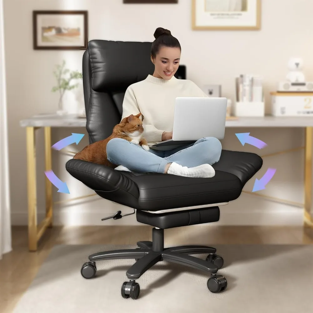 

Cross Legged Office Chair with Arms, Criss Cross Desk Chair, High Bcak Big and Tall Office Chair with Foot Rest