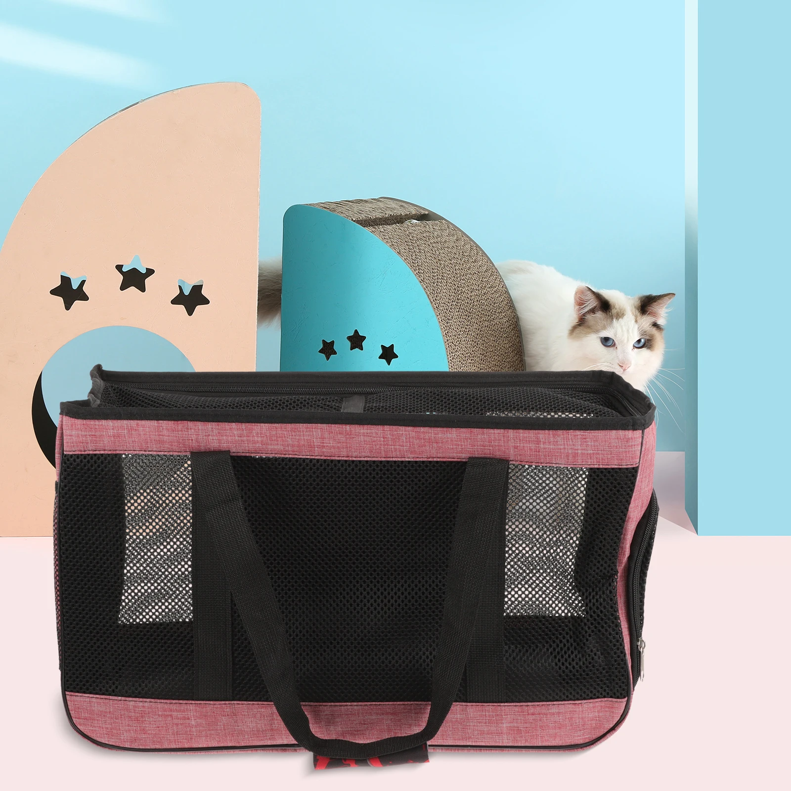 

Breathable Outdoor Cat Carrier Bag Large Carrier Portable Puppy Travel Bag Foldable Pet Carrying Pouch For Walking Hiking Travel