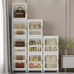 Installationsfreier Aufbewahrungsschrank, Haushalts-Snack-Schrank, Baby-Garderobe, Kleidung, Spielzeug-Aufbewahrungsschrank, faltbarer Aufbewahrungsschrank