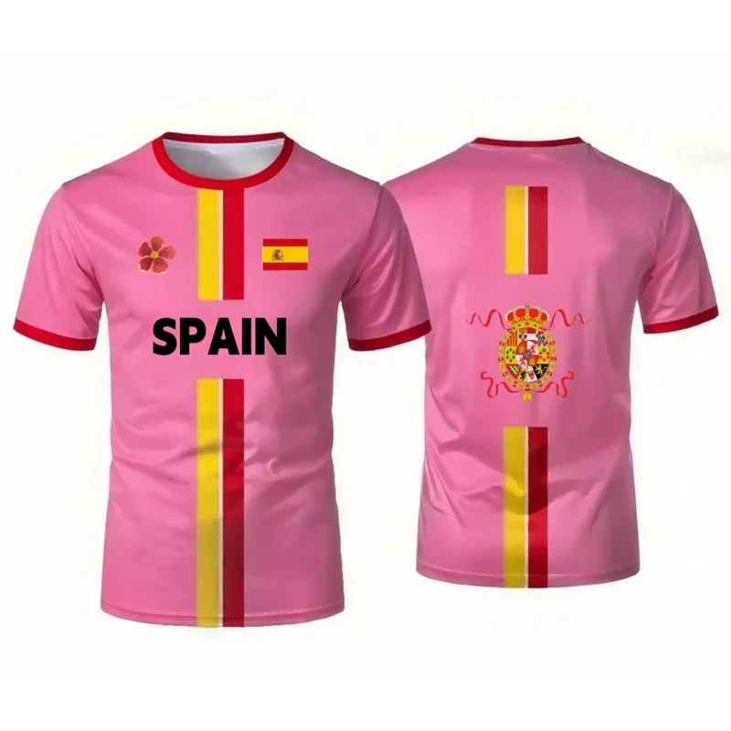 Camiseta de fútbol de España con gráficos de la bandera y emblema nacional, camiseta informal elegante, ropa de playa, traje de surf, traje de neopreno