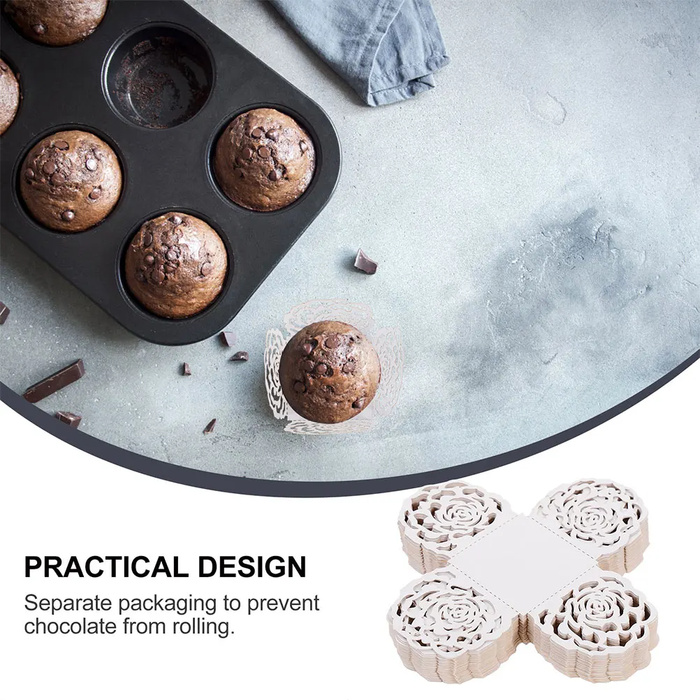 

100pcs Chocolate Tray Bride Packaging Paper Wedding Truffle Wrappers Hollow Out Design Lightweight Compact Kitchen Bar Supplies