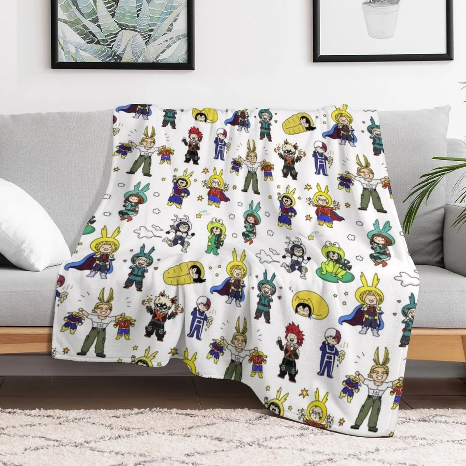 Onesie For All! BNHA Doodle Throw Blanket Bed linens Stuffeds Blankets