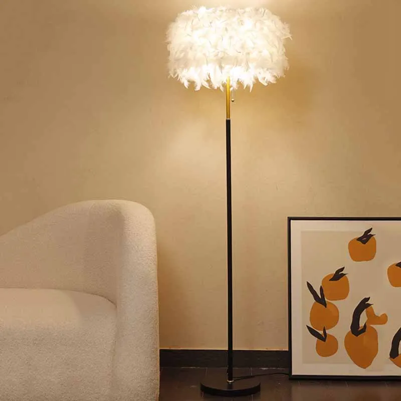 

Elegant European Floor Lamp Feathers Multicolor Italian Designer Floor Lamp Bedroom Minimalist Luminaria De Mesa Room Decor
