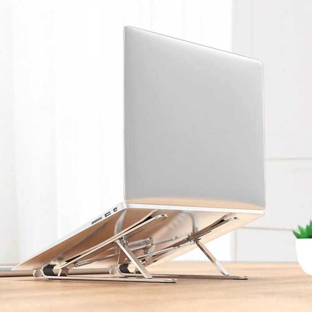 1Pcs Universal Laptop Holder Aluminum Alloy Foldable Cooling Laptop Stand Portable Desktop Rack Notebook Support Silver