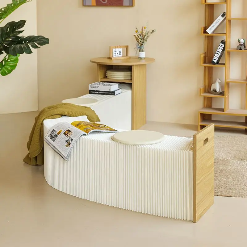 طاولة شاي، مقعد طويل متعدد الأشخاص يمكن طيها وسهل التخزين، غرفة المعيشة، المنزل والكراسي مدمجة وتوفير المساحة #2