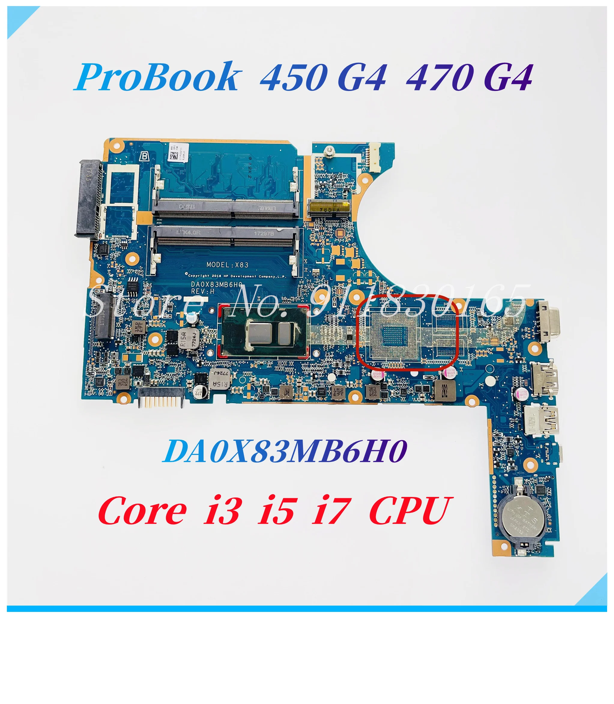 DA0X83MB6H0 907703-601 907702-601 Mainboard For HP ProBook 450 G4 470 G4 Laptop Motherboard With Core i3 i5 i7 CPU UMA DDR4