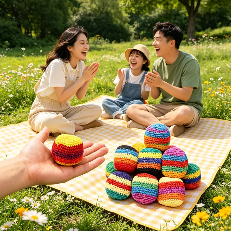 

Handmade Crochet Sandbag Colorful Knitted Yarn Balls For Throwing Games Soft Play Balls For Kindergarten & Outdoor Picnic