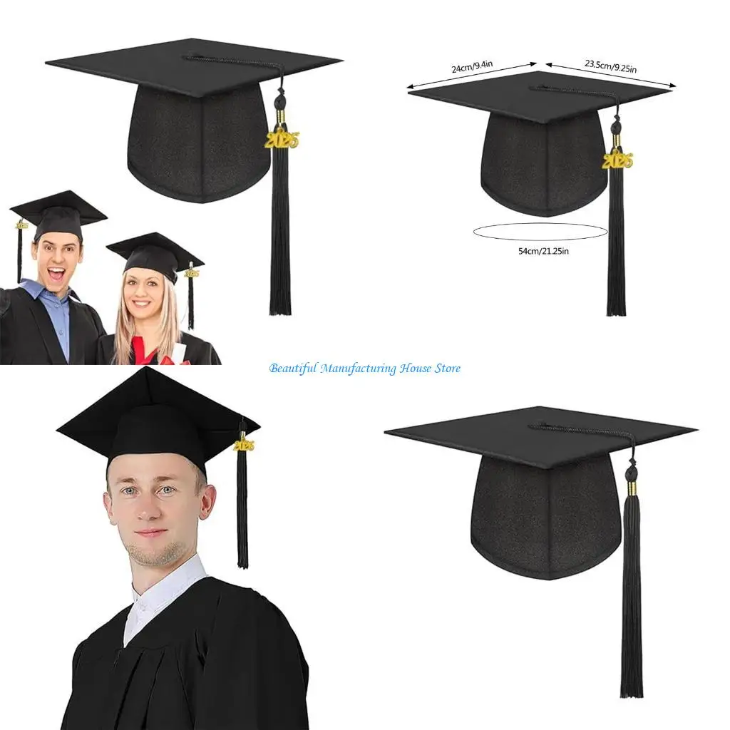 

E56A Durability Graduation Hat Traditional Graduation Hat Tassels Decoration Hat for Various Head Size Suitable