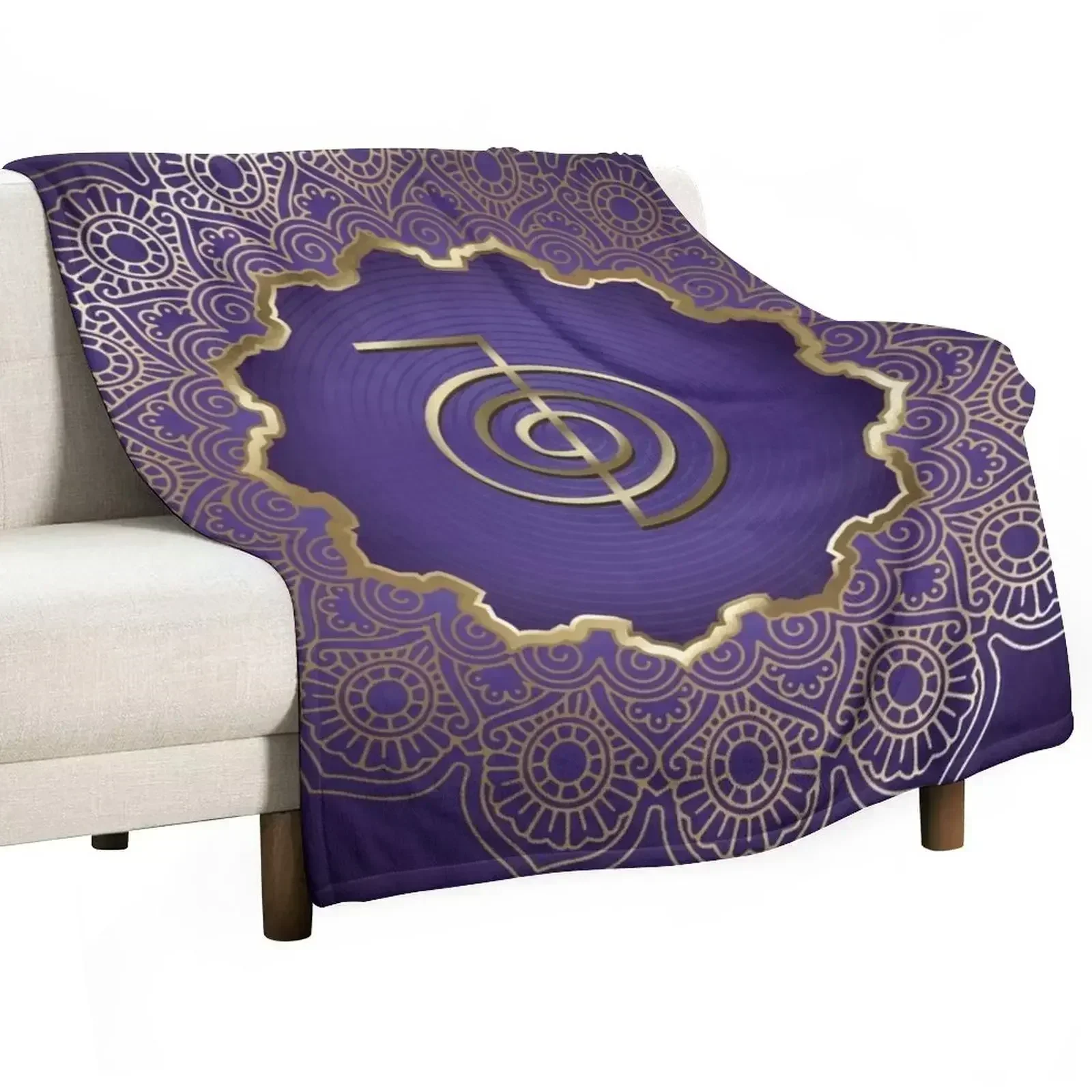 

Reiki Healing Cho Ku Rei, Golden Mandala Throw Blanket Thin Retros Blankets