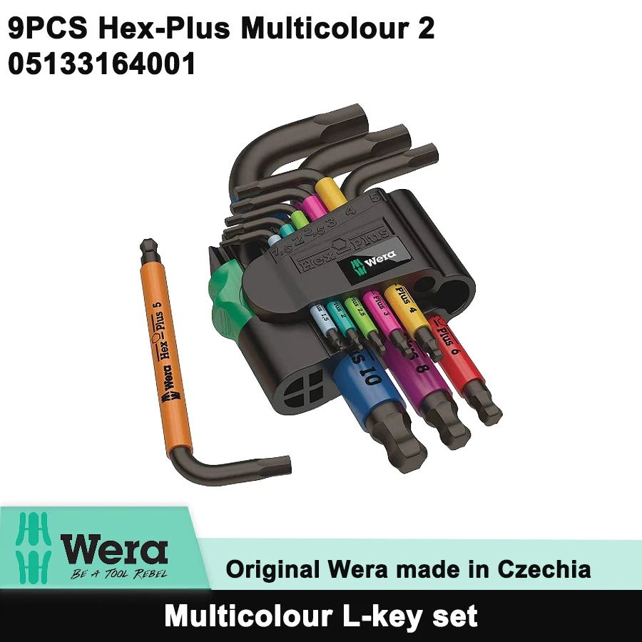 WERA 9PCS 950/9 Hex-Plus Multicolour L-Wrench Metric L-key Set Allen Wrench 05022674001