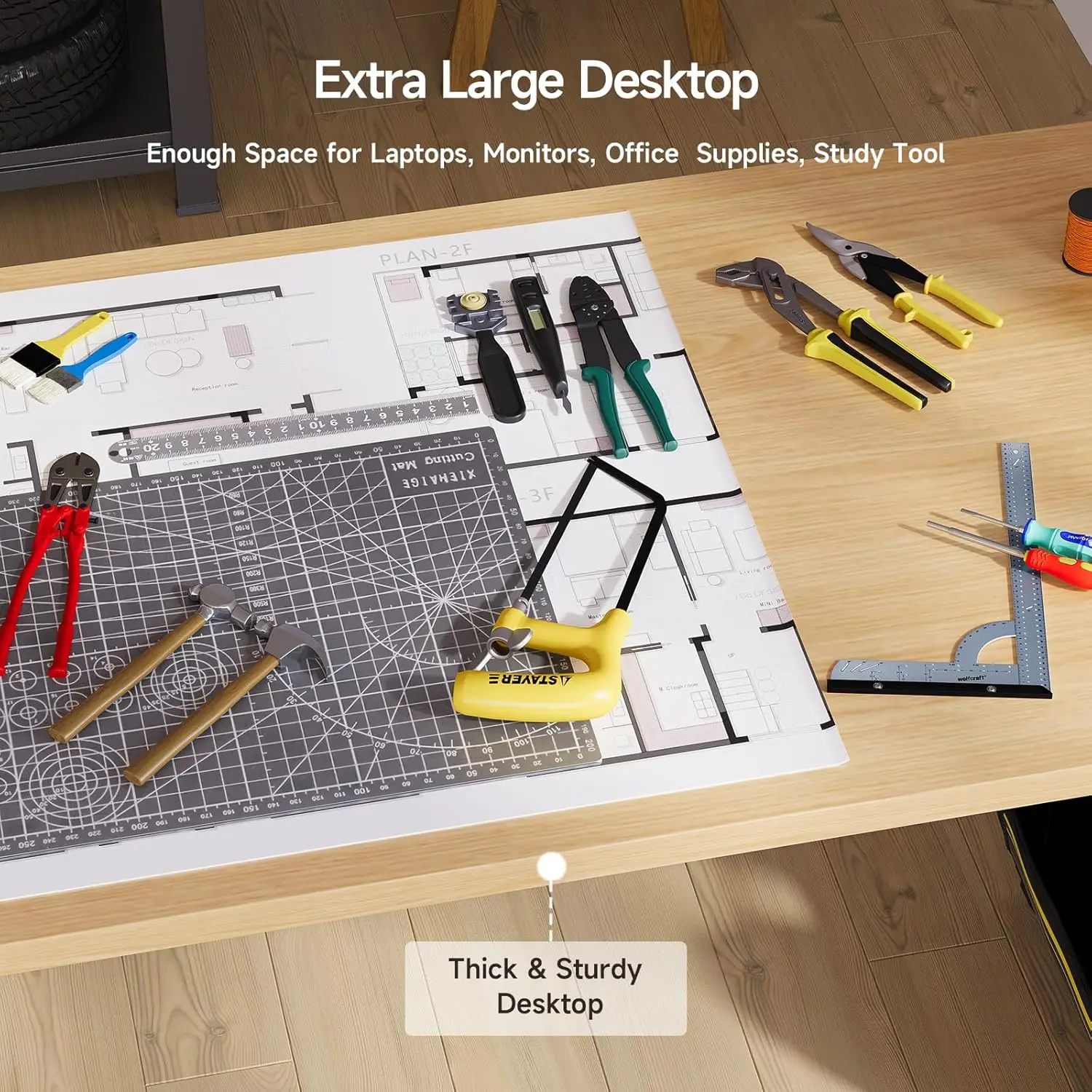 Work Bench, Electric Adjustable Workbench Rectangle & Memory Controller, with Wheels