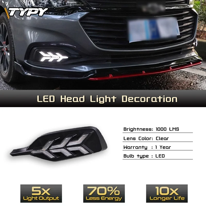 نوع سيارة LED أضواء النهار الجري لسيارة شيفروليه مونزا 2016-2022 وما بعد DRL مع ضوء الضباب الوامض الأصفر مع ثقب