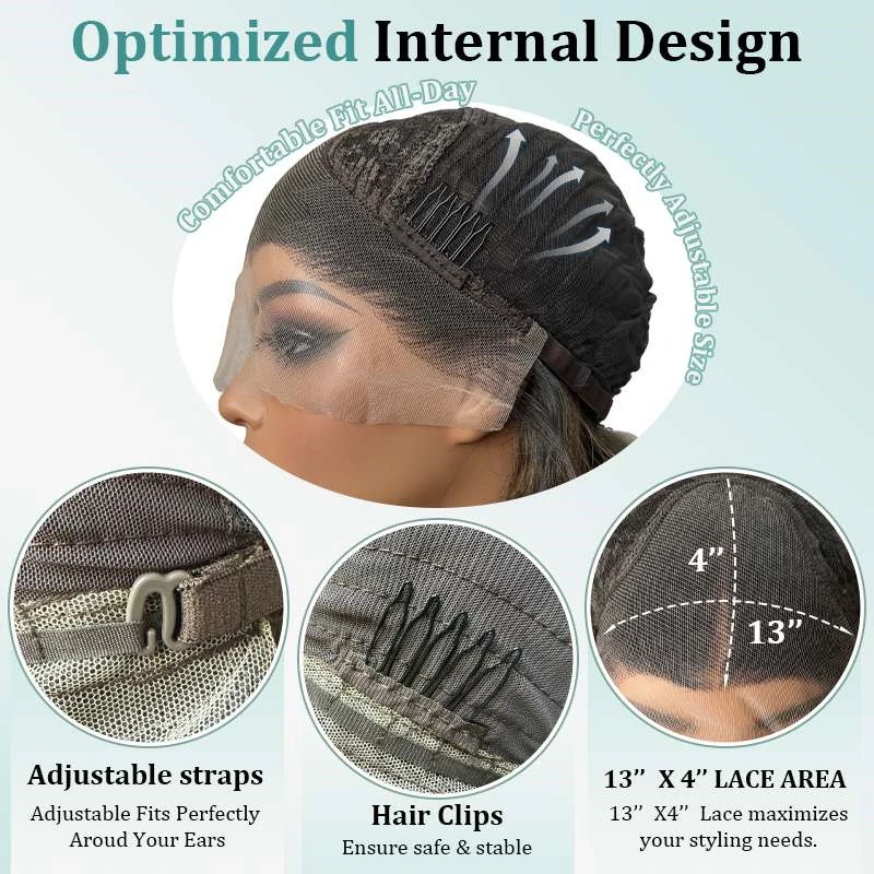 Wigs on clearance sale Brown with Honey Blonde Highlights Loose WAvy Synthetic Lace Wigs for Women Glueless 13x4 HD Lace Wigs