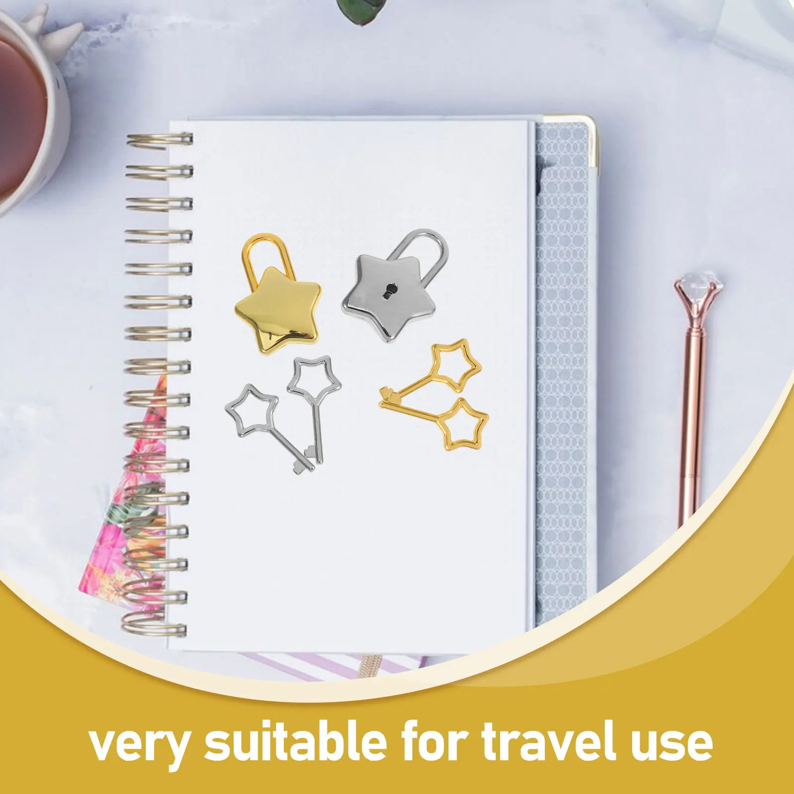 2Pcs Star Shaped Lock Alloy Plastic Small Padlock for Travel Luggage Diary Book Piggy Bank Locker Lock Small Padlock