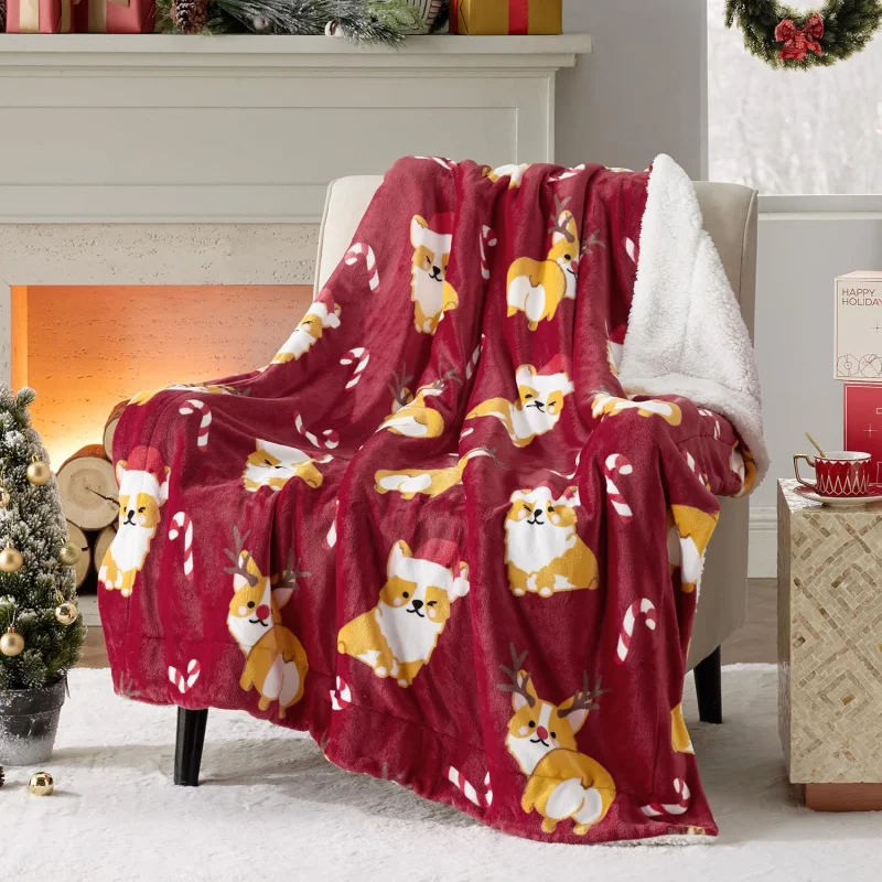 

Christmas blanket Soft and warm Christmas corgi dog blanket Christmas winter blanket 60 "x50"