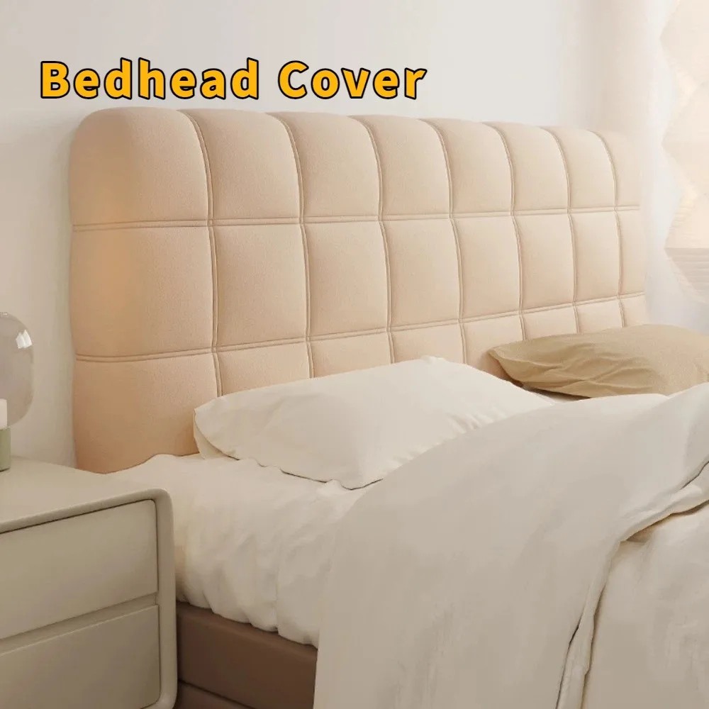 

Practical Thickened Bedhead Cover Solid Color Checkered Bed Back Cover All-inclusive Soft Bed Backrest Cover Home Decor