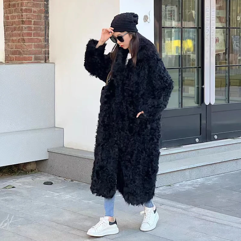 Hot Sales2023 Teddy Bear Version Premium Streetwear Autumn And Winter New High-End Lamb Curly Long Fur Integrated  Female Jacket