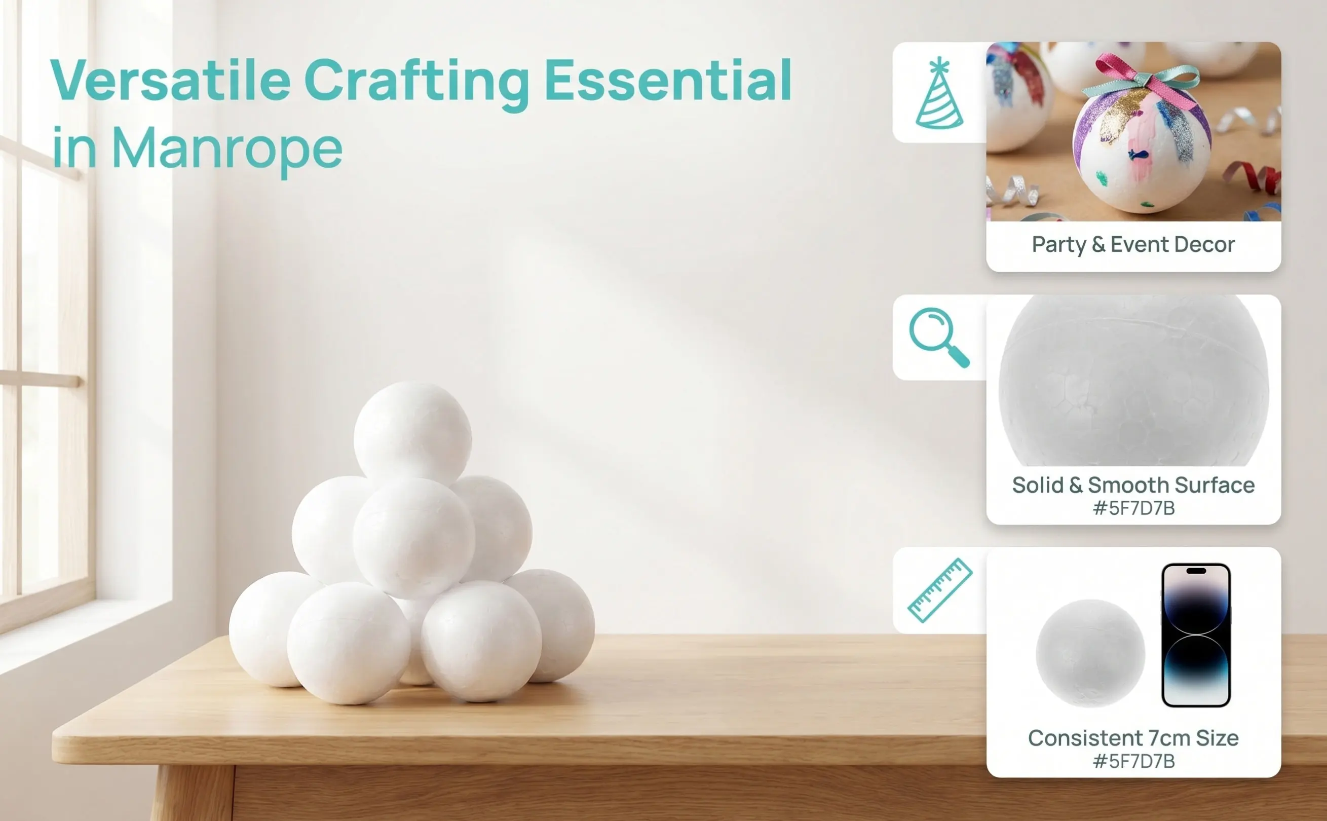 25Pcs 7Cm Solid White Polystyrene Craft Balls Round Spheres for Molecular Models DIY Decorations Wedding Christmas Party Festive