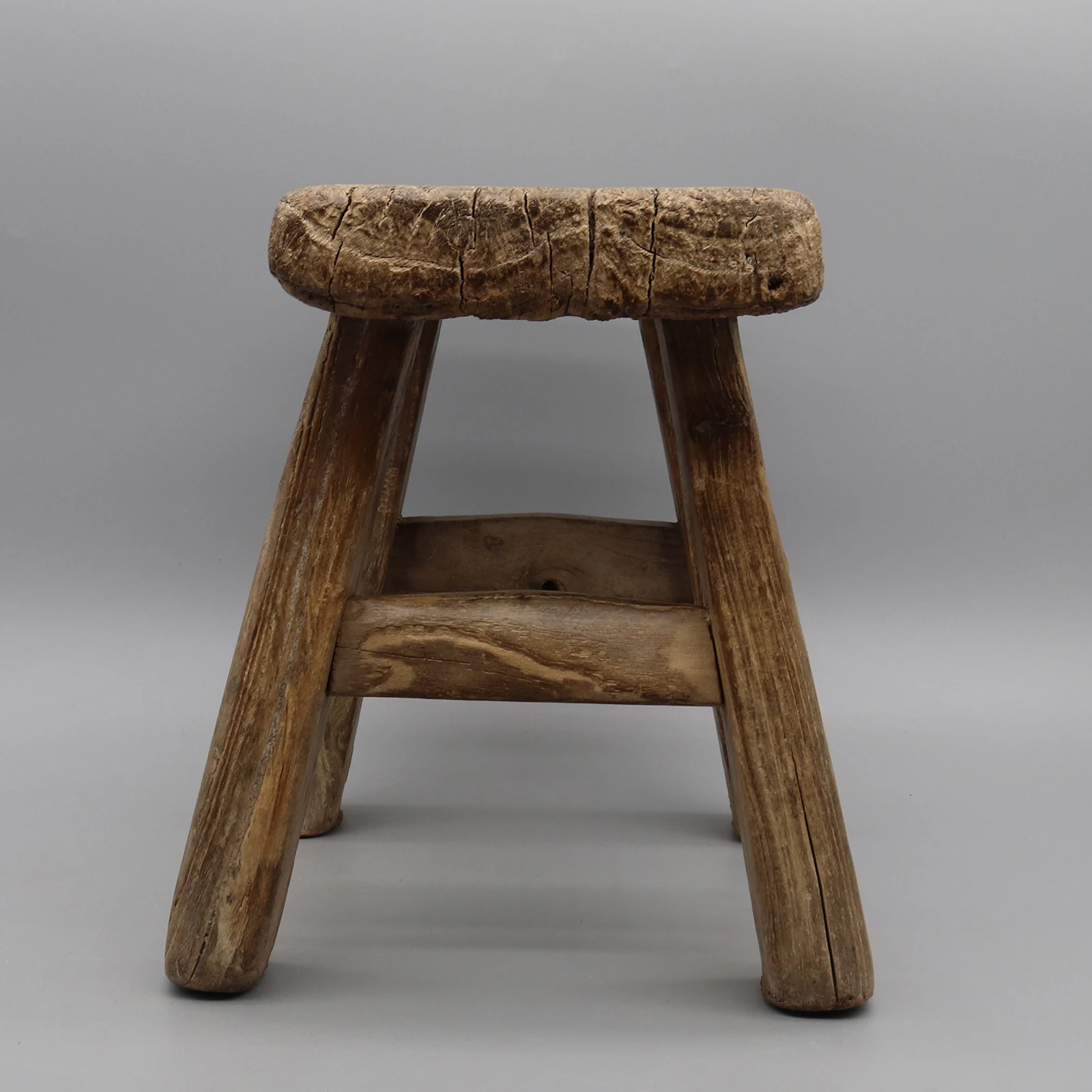 Nicely and Naturally Weathered Old Chinese Kitchen Stool, Functional Bathroom Bench