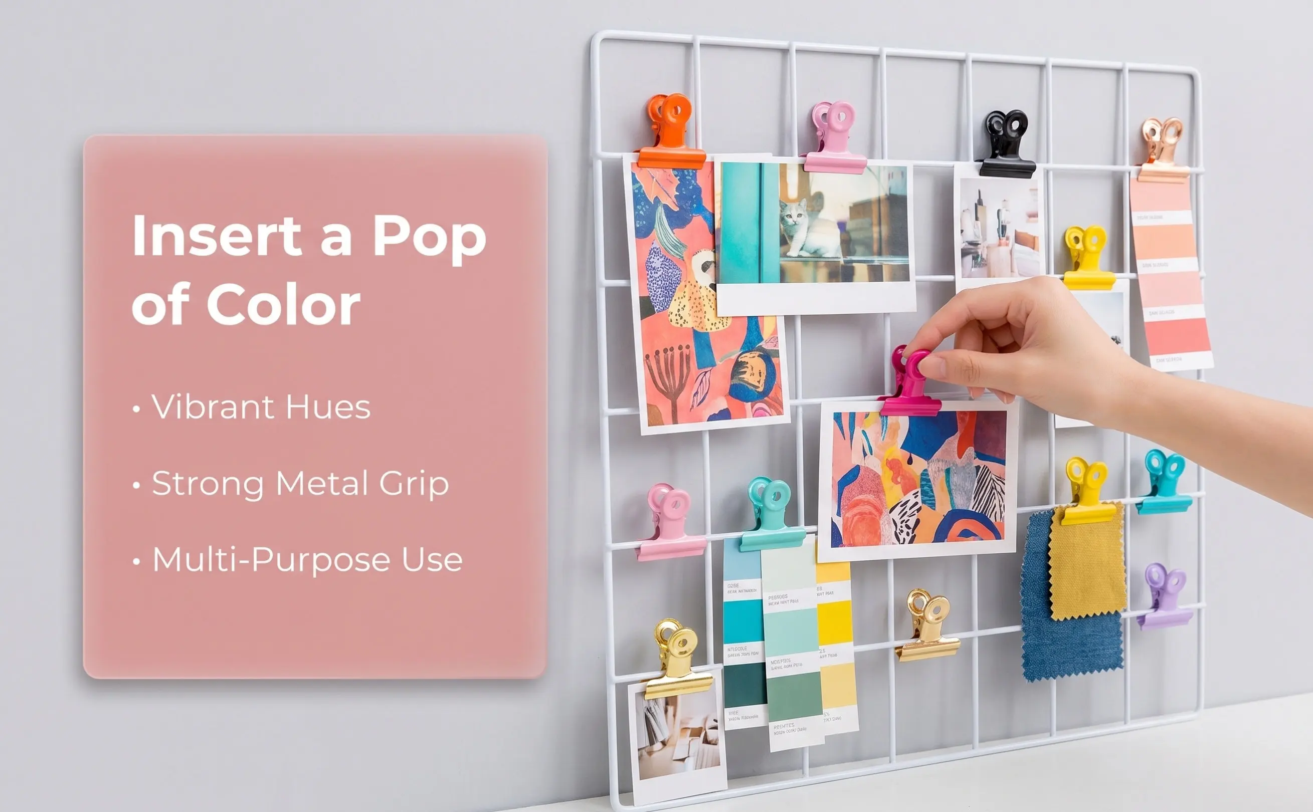 10Pcs Round Metal Clips Candy Color Heavy Duty Steel Paper File Photo Ticket Seal Clip for Office School Kitchen Flour Bag