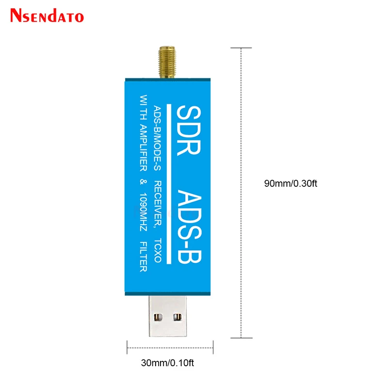 RTL2832U ADS-B Mode-S USB SDR TV Receiver Built-in RF Amplifier 1090MHz Bandpass Filter Radio SDR Band TV Scanner Tuner Stick