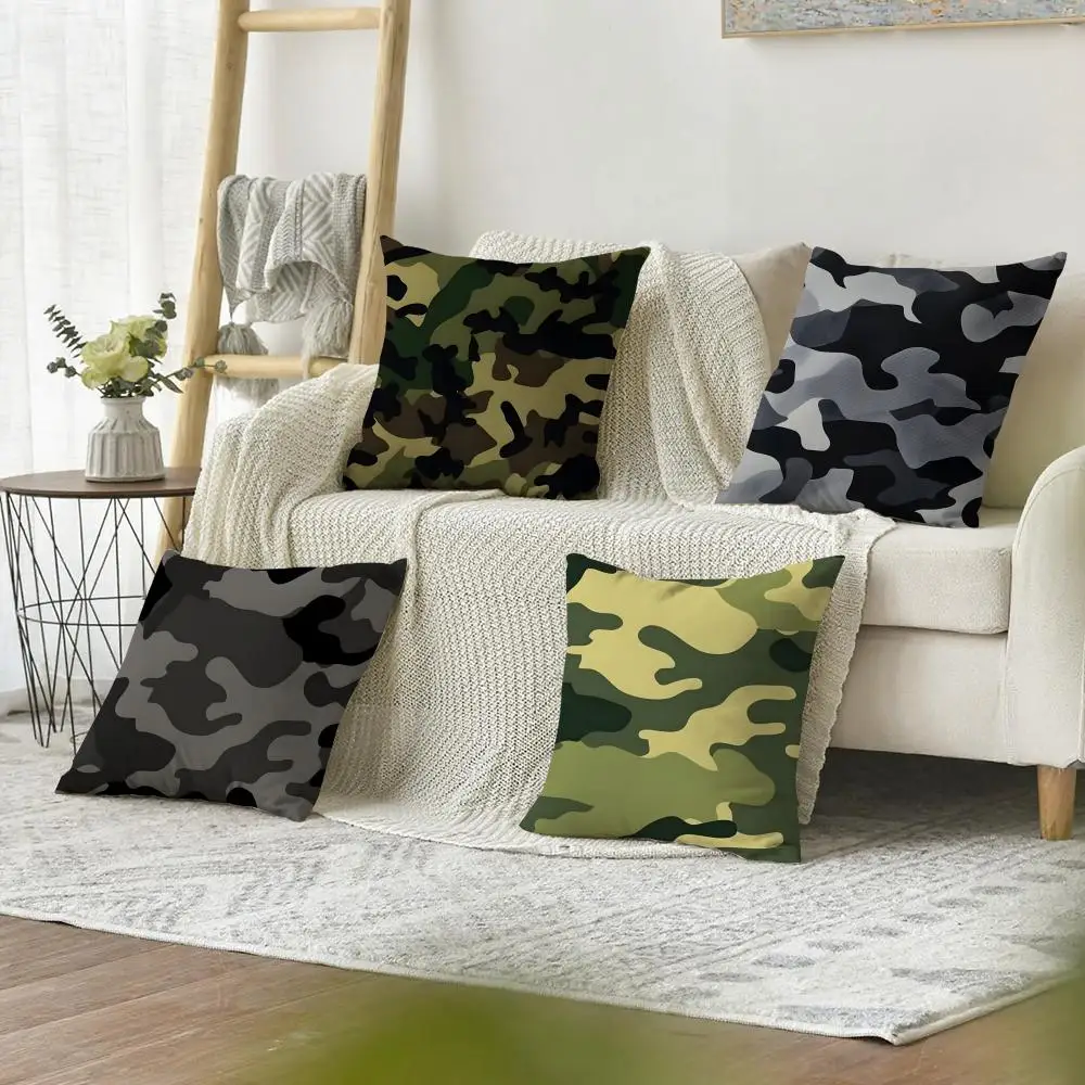 

Camouflage Cushion Cover Organic Linen Pillow Case Double-Sided Print Cushion Cover for Sofa Home Decor Gift
