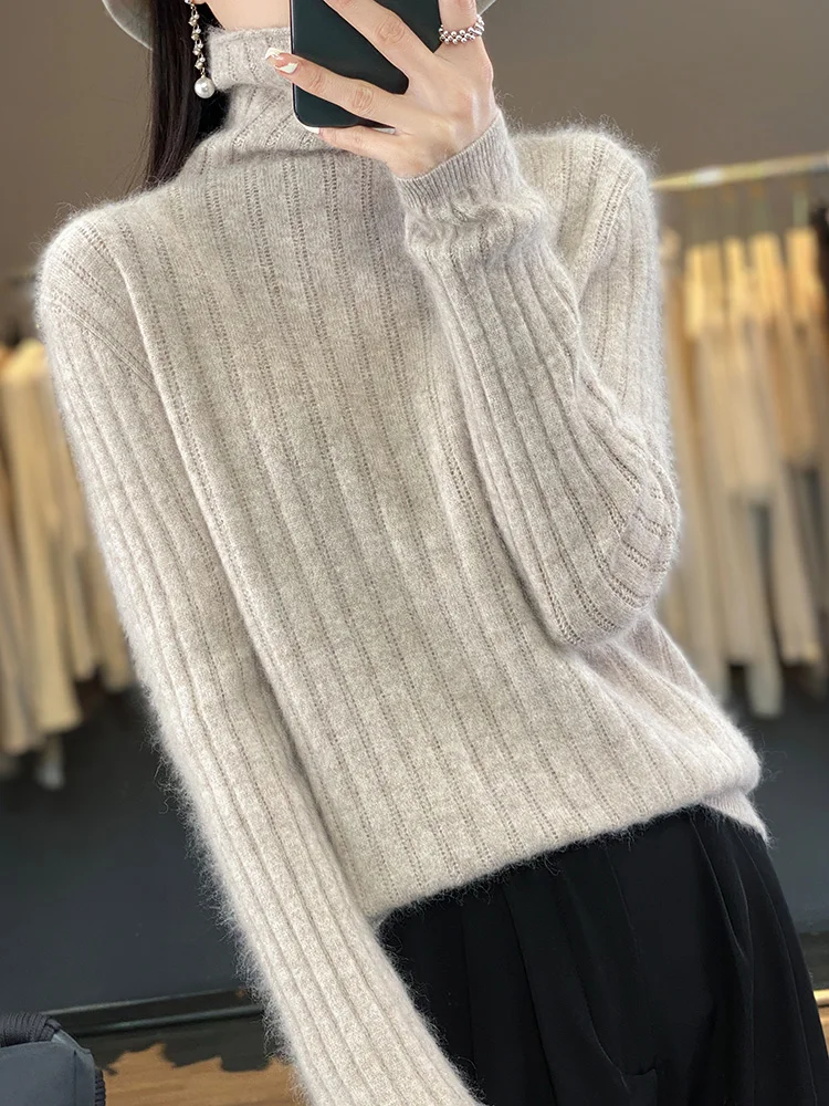 

Choice Women 100% Mink Cashmere Sweater Autumn Winter Turtleneck Long Sleeve Knitted Pullover Female Cashmere Basic Clothing