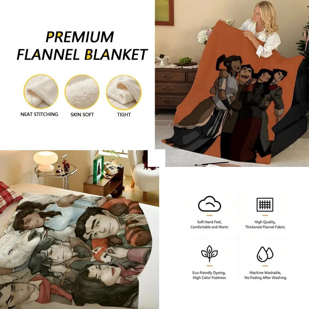 Animation T-The L-Legend O-Of K-Korra Throw Flannel Blanket, Soft Warm, Durable & Washable cute Cool