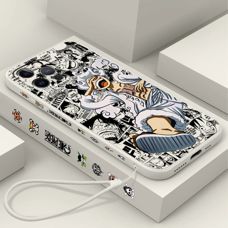 

apanese One Piece Anime Soft TPU Cover For iPhone 16 15 14 13 12 11 Pro Max Plus Shockproof Liquid Left Rope Phone Case