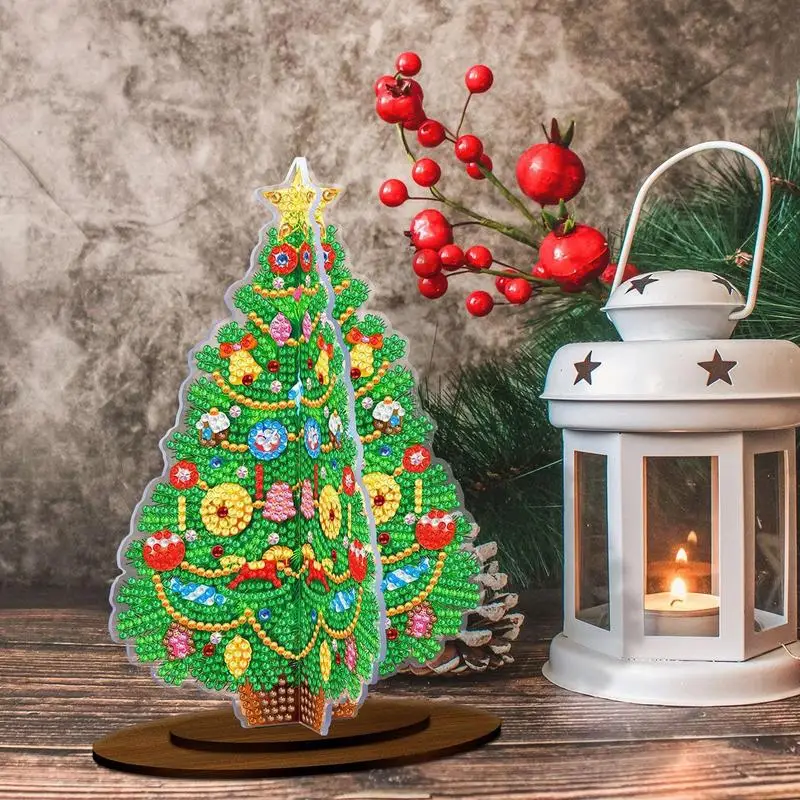 20*14CM Christmas Crystal Art Painting DIY Diamond Xmas Tree Art Painting Kit Home Decoration Art Craft Mosaic Painting Ornament