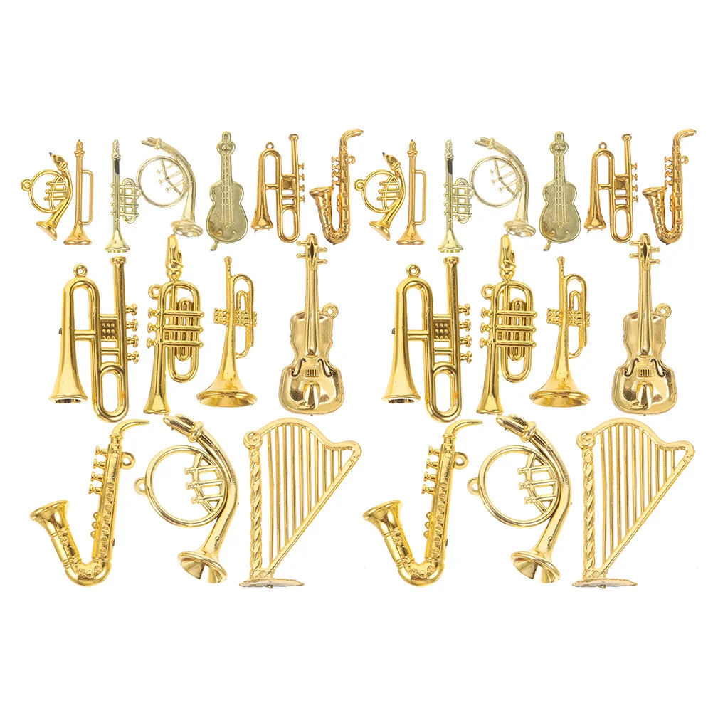 

28pcs Christmas Tree Decorations Miniature Musical Instrument Ornaments Unique Design Diy Craft Holiday Home Decor Mini Trumpet