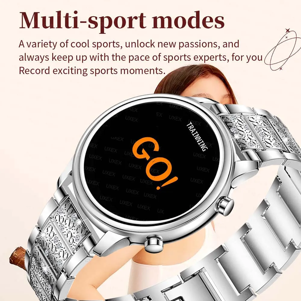 زائد موضة جديدة ساعة ذكية المرأة لتحديد المواقع المقتفي 1.27 "HD AMOLED معدل ضربات القلب مخصص الهاتفي مقاوم للماء بلوتوث دعوة Smartwatch سيدة