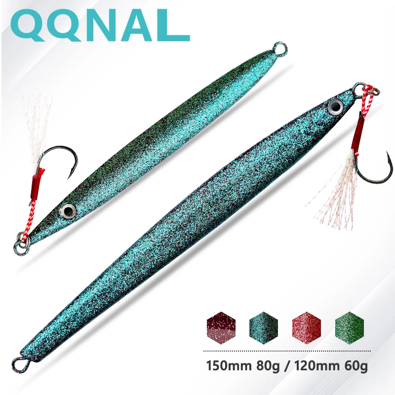 

QQNAL 60/80g Colorful Flash NEW Deep Sea Metal Jig Fishing Jigbait Spoon Baits Jig Lure Pencil Fast Sinking Fishing Tackle Pesca