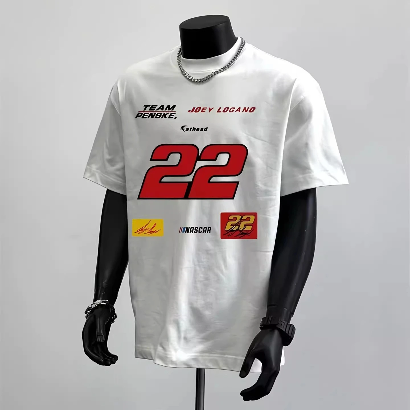 

White Motorcycle Racing Suit Short-sleeved Men's Summer 2025 New American Heavy Cotton Shoulder T-shirt T-shirt