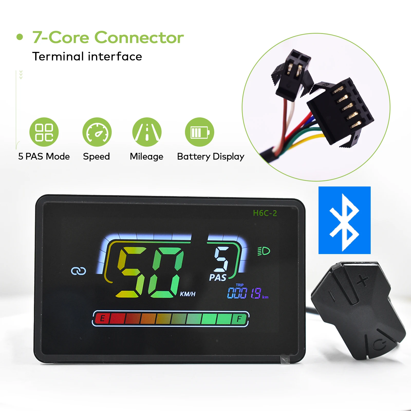 H6C-2Bluetooth LCD Fietscomputer Ebike Display Fatbike Kilometerteller Waterdichte Mountainbike Waterdichte Bedrade Fietsaccessoires