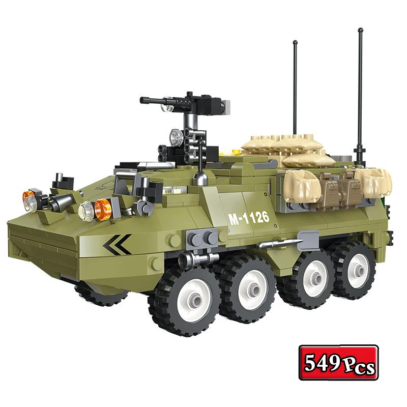 

Military Model Series World War II M1126 Armored Vehicle Collection Ornament Building Blocks Bricks Christmas Toys