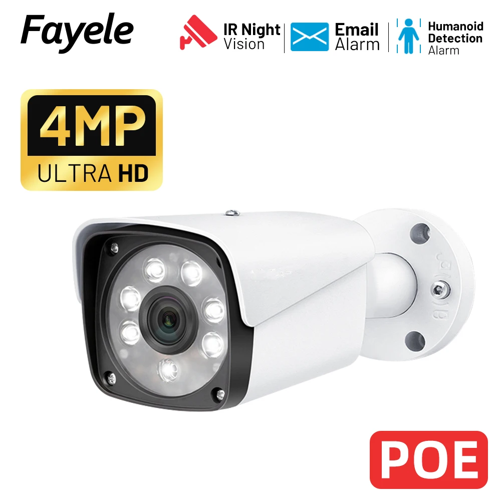 

CCTV POE 4MP IP Camera IR H.265 AI Humanoid Detection IP66 Outdoor Home Security HD Video Surveillance Bullet Camera For NVR Kit