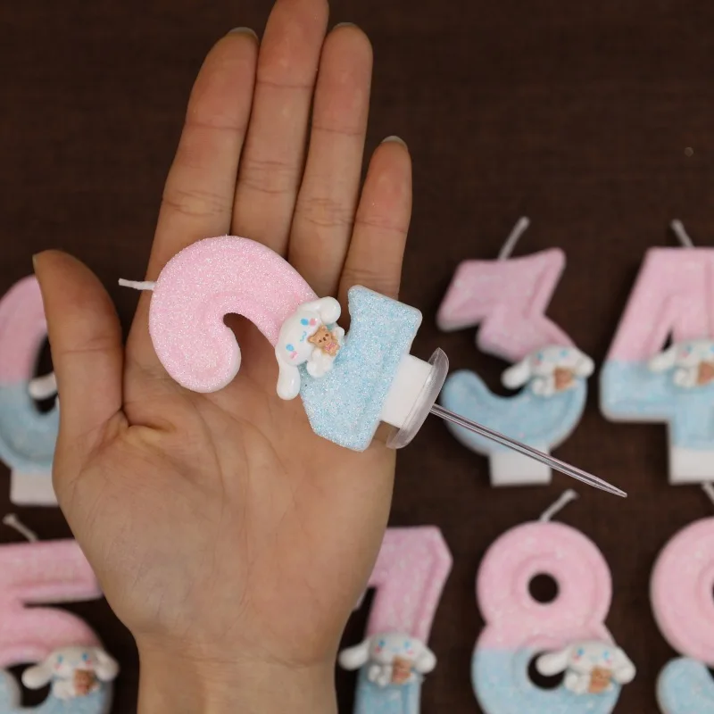 سانريو لطيف سينامورول الكلب 0-9 عدد شمعة ثلاثية الأبعاد Kawaii شخصية كرتونية كعكة حفلة المكونات في كعكة عيد ميلاد الديكور ﻿ الهدايا