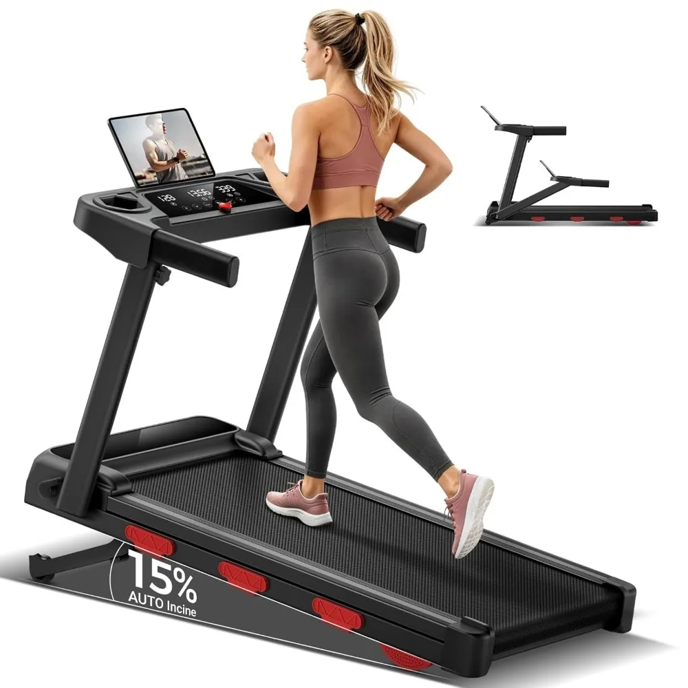 

0-15% Auto Incline Folding Treadmills for Home, 3.0HP Low Noise Portable Walking Pad Treadmill, Speed 0.6-7.5 MPH,, Customized