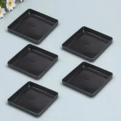 

5pcs Plastic Flower Pot Trays Square Heat Resistant Durable Pp Material Moisture Retaining Plant Saucers For Indoor Outdoor