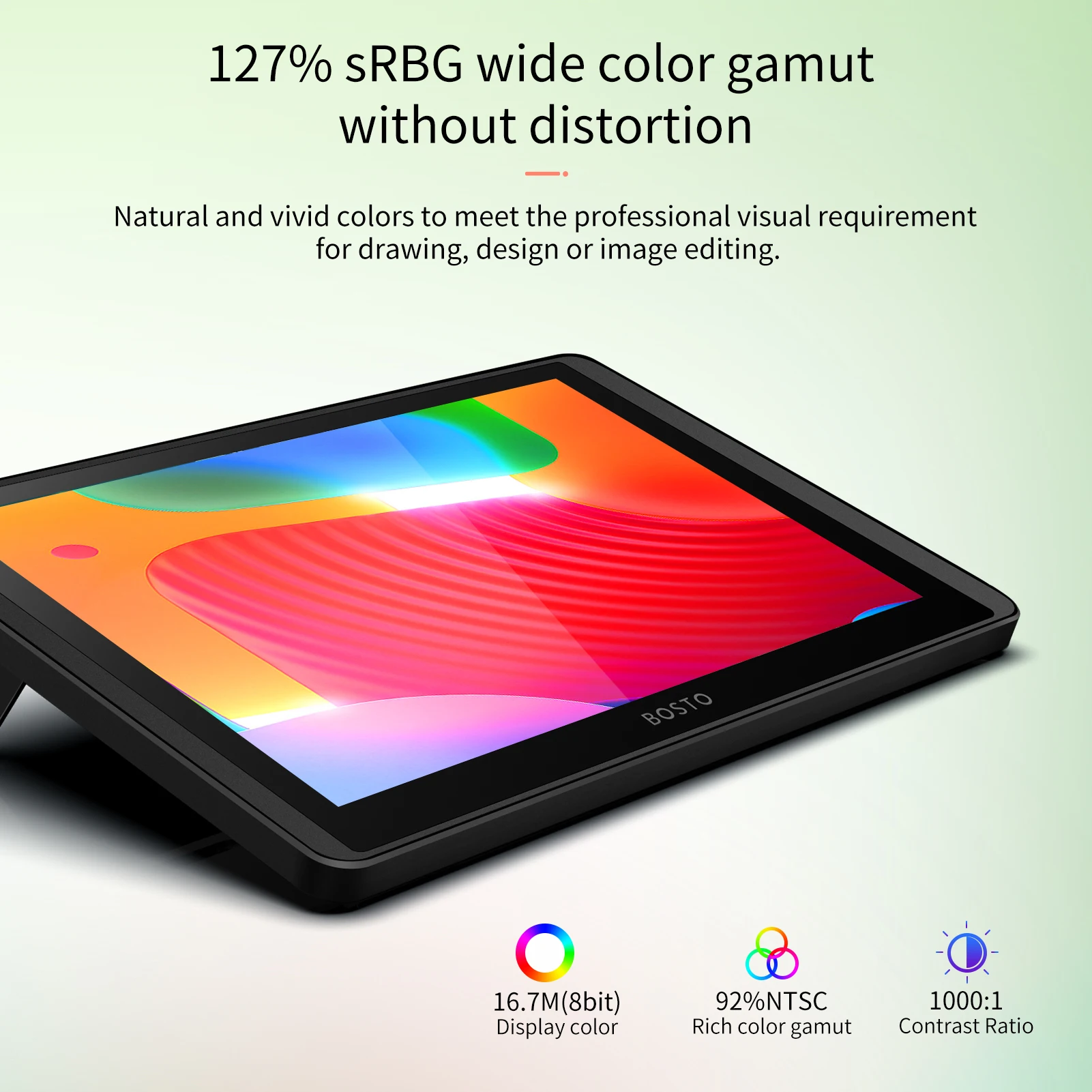 BOSTO 12HD-A H-IPS LCD Graphics Drawing Tablet Monitor 11.6 Inch Size 1366x768 Display 8192 Pressure Level Passive Technology wi