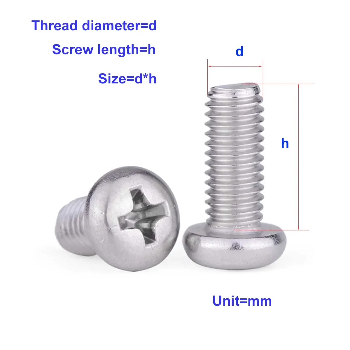 

304 Stainless Steel Cross Round Head Screw/Mini Mini Bolt M1M1.2M1.M41.6M2M2.5M