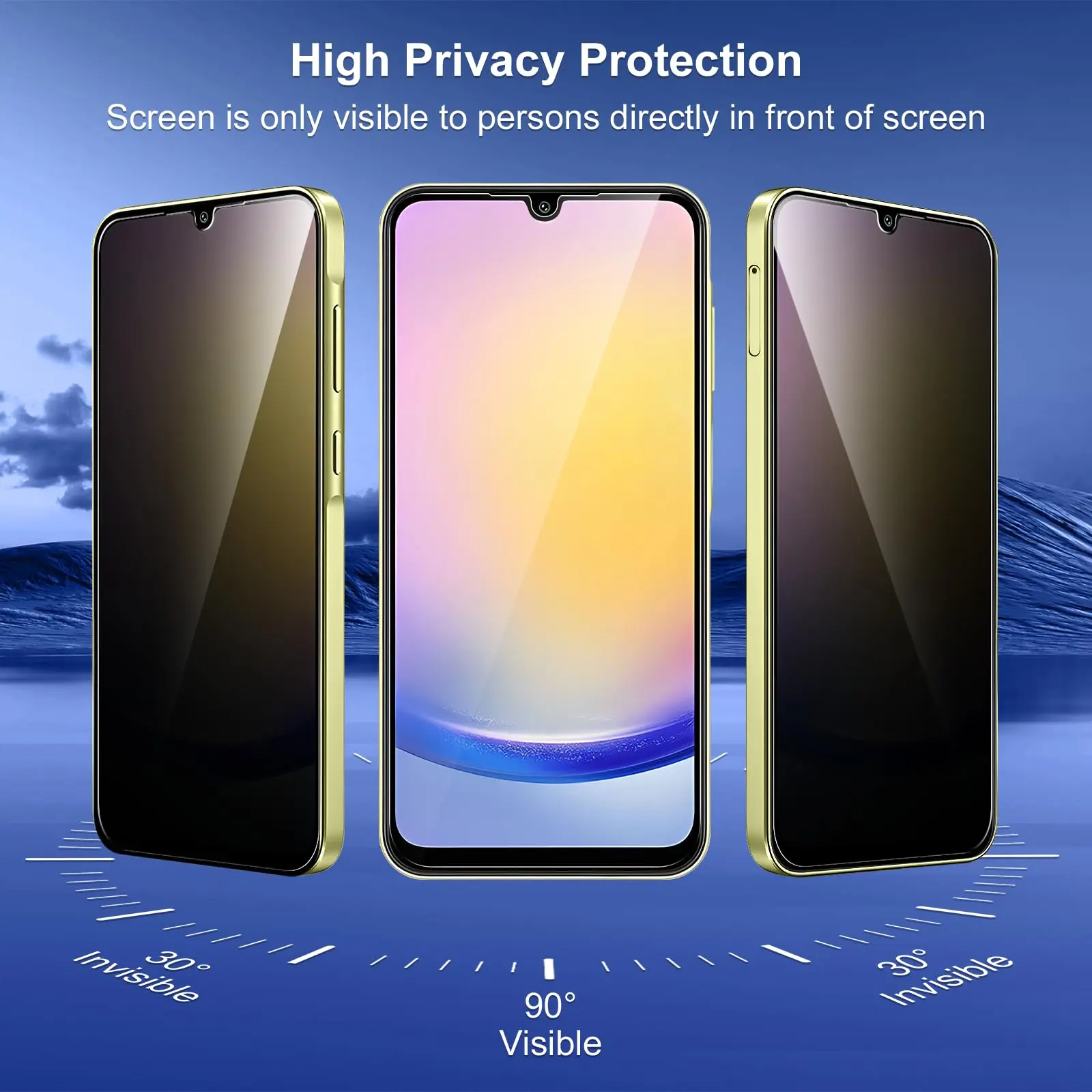 Anti Spy Screen Protector For Samsung Galaxy A25 5G Privacy Tempered Glass 9H Anti Peep Scratch SELECTION Fast High Aluminum